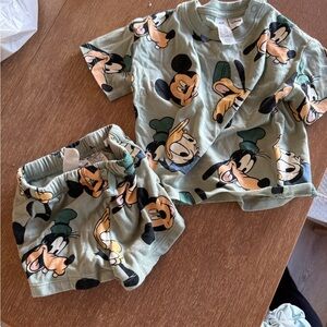 H&M Kids Pajama Set - Green with Cartoon Characters